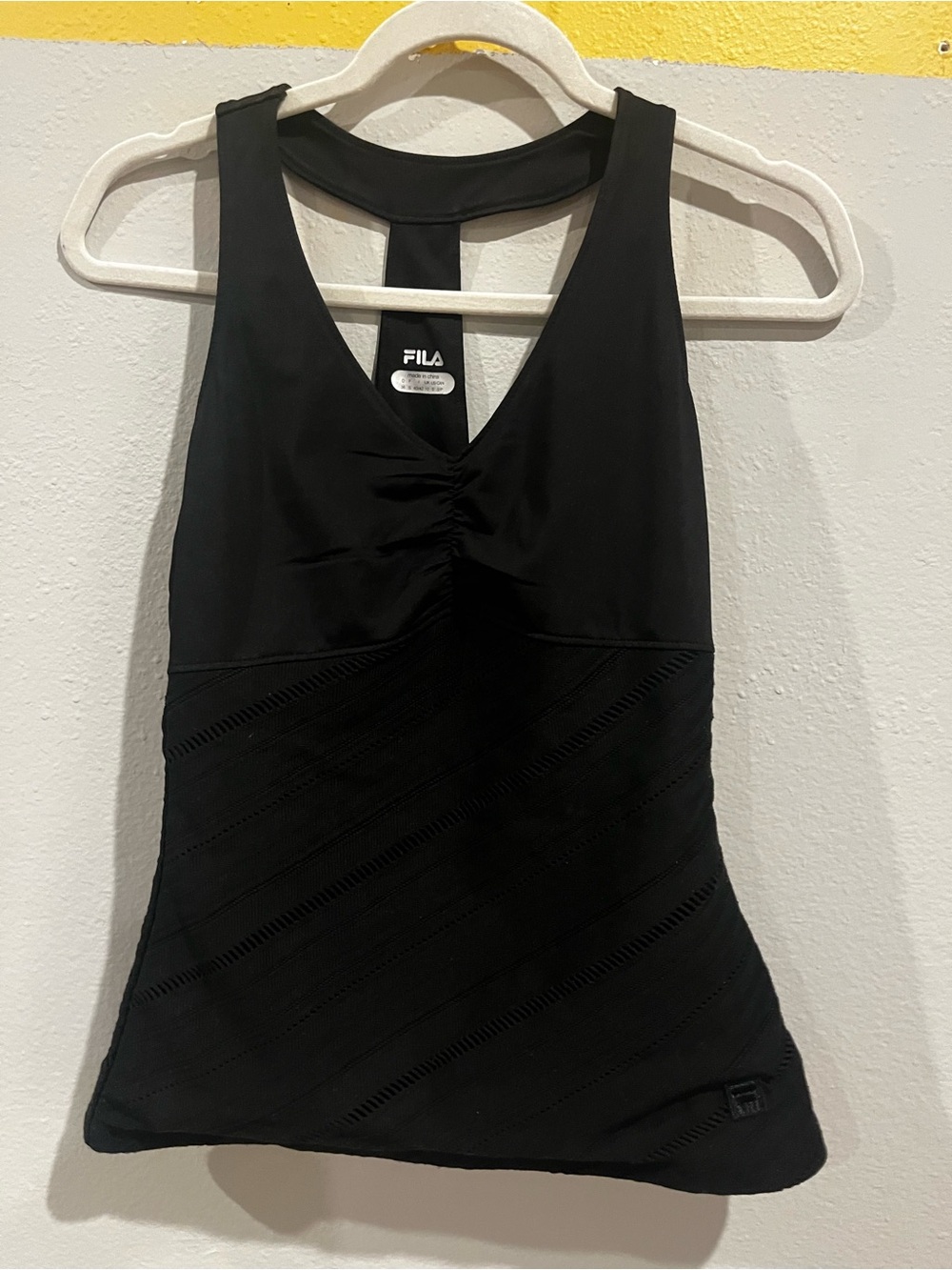 FILA Black Racerback Tank Top with V-Neck